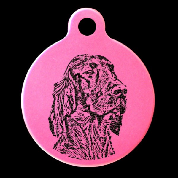 Irish Setter Engraved 31mm Large Round Pet Dog ID Tag